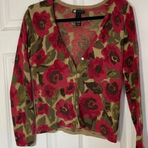 Carole Little Red and Green Floral Cardigan